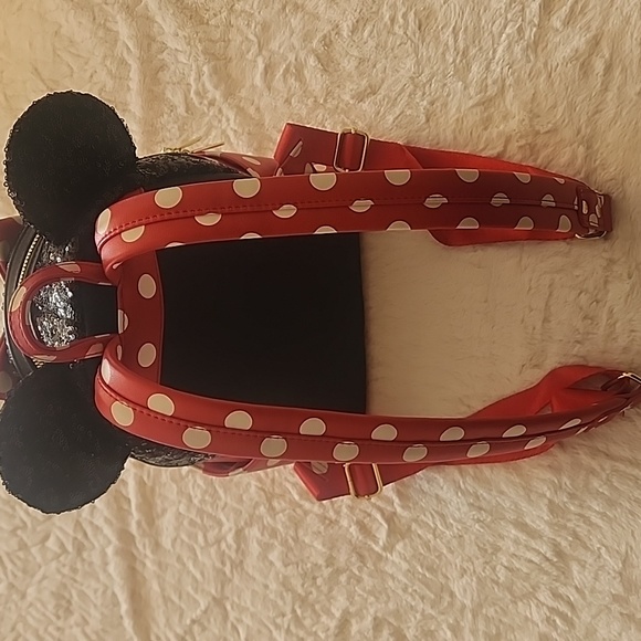 Disney Parks Polka Dots Sequin & Faux Leather Backpack - Picture 6 of 9